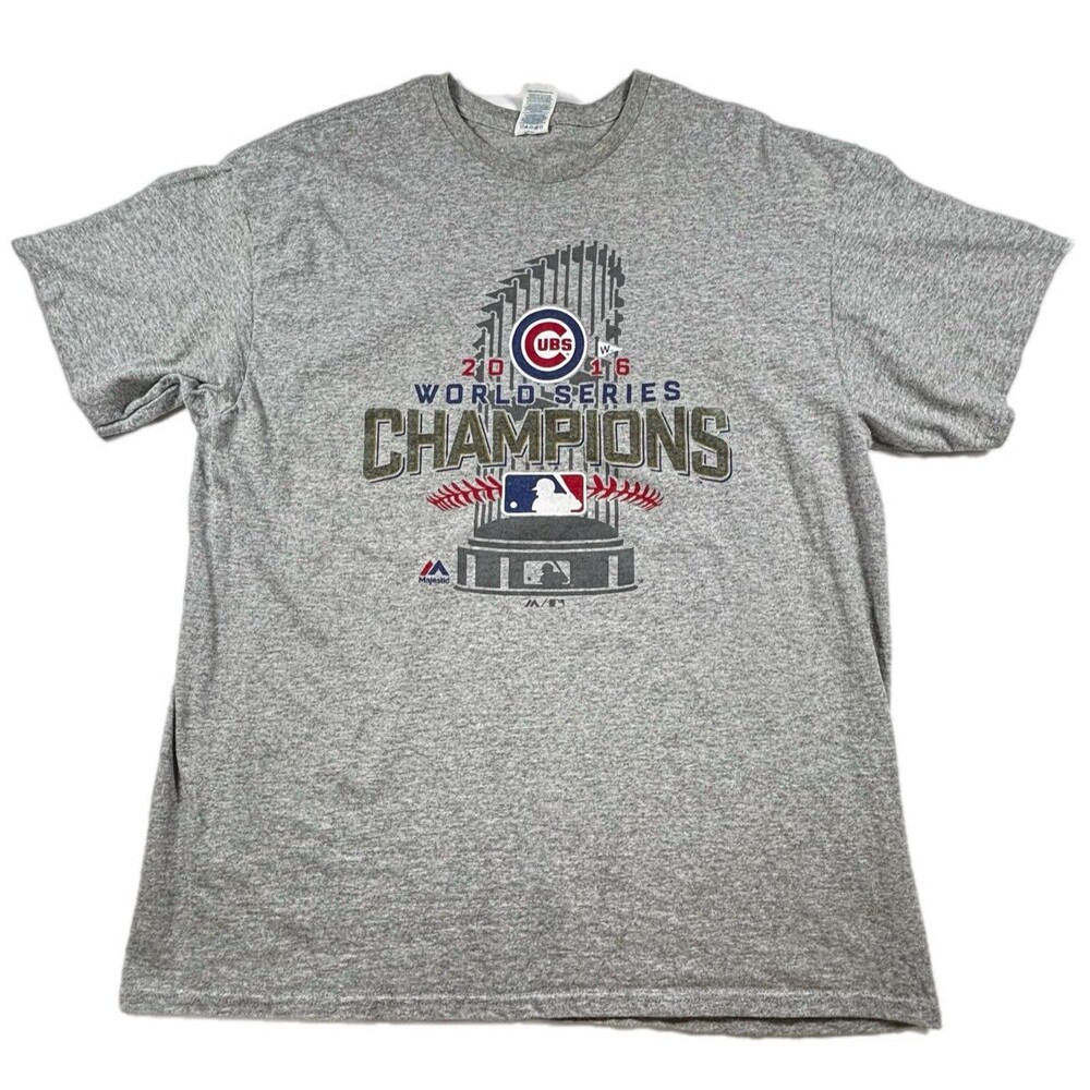 Delta Chicago Cubs 2016 MLB World Series Champions Mens T Shirt Size XL  Gray